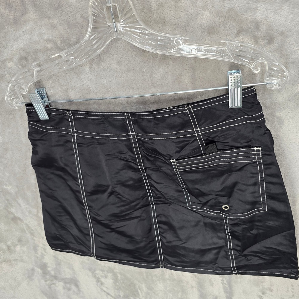 Vtg Bodywave Board Skirt Women 7 Black Beach Stripe Y2K Nylon Mini Gorpcore Tech - Picture 10 of 10